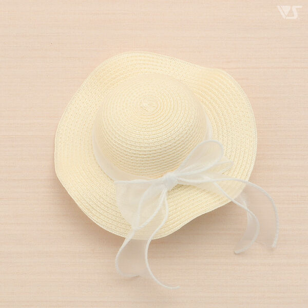 White Straw Hat (Flare Brim, White Ribbon), Volks, Accessories, 1/3, 4518992444413